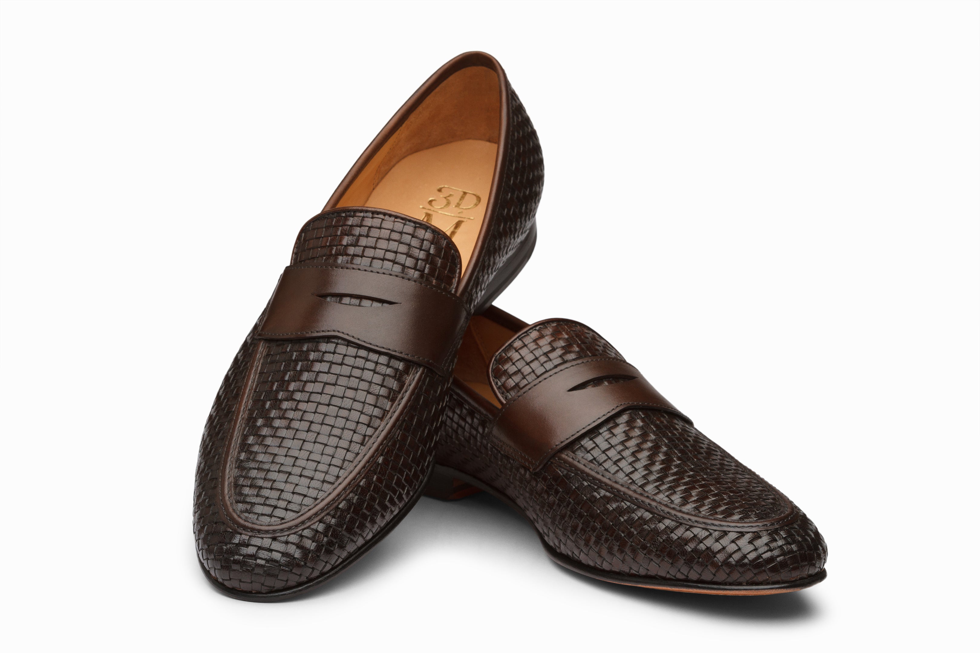 Premium Penny Loafers for Men - Woven Dark Brown Leather Slip-On Shoes | Comfortable & Stylish for Business, Casual & Office Wear