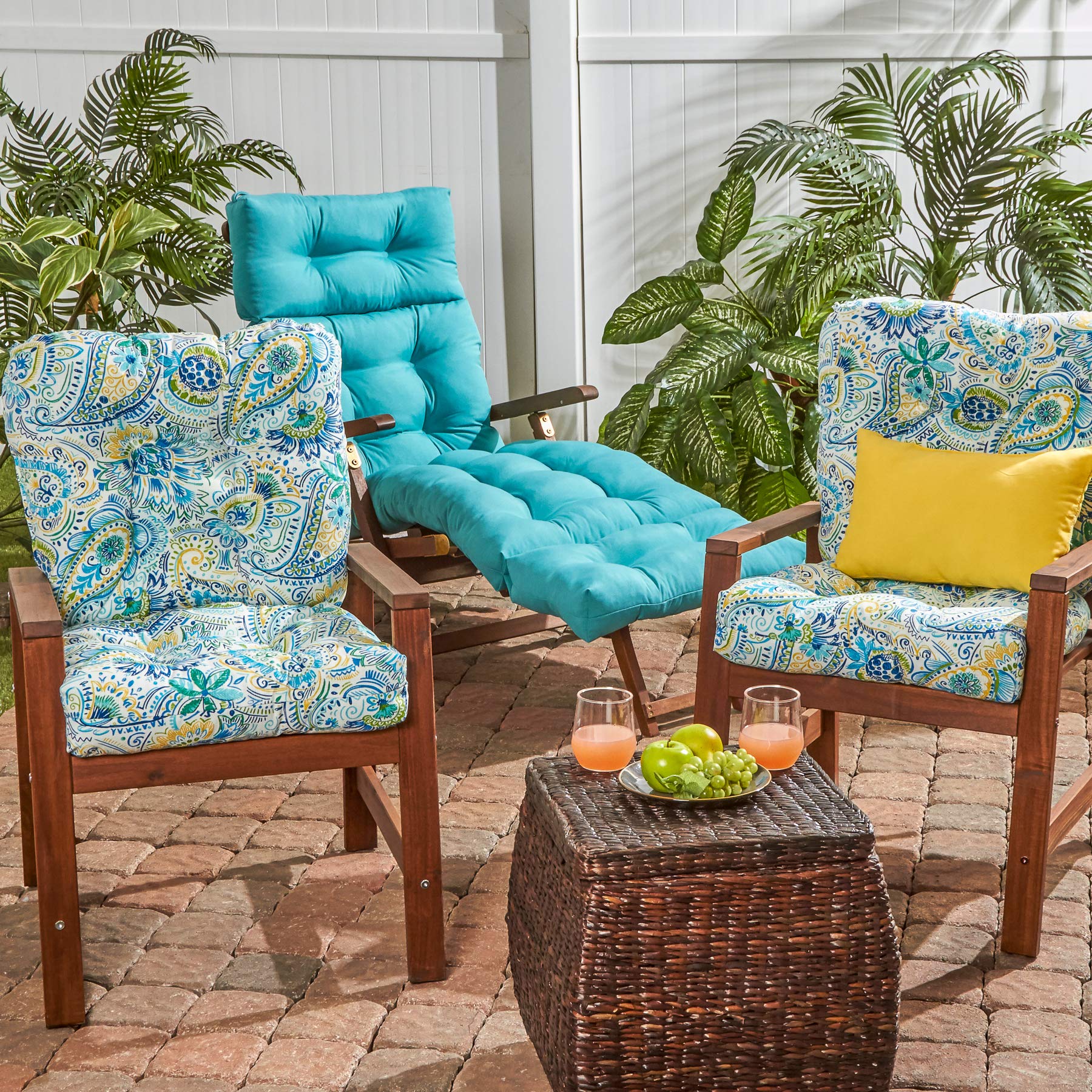 Premium Outdoor Chair Cushions Set of 2 - South Pine Porch Seat & Back Cushions in Baltic Paisley Pattern, Water-Resistant & Durable for Patio, Deck, Garden Furniture - Perfect for Relaxing Outdoors