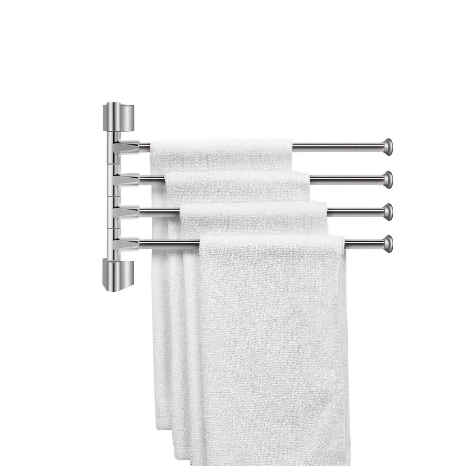 Plantex Stainless Steel 4-Arm Bathroom Swing Hanger Towel Rack - Rustproof Bath Towel Holder for Shower, Kitchen & Laundry Room - Space Saving Bathroom Accessories for Home & Hotel Use