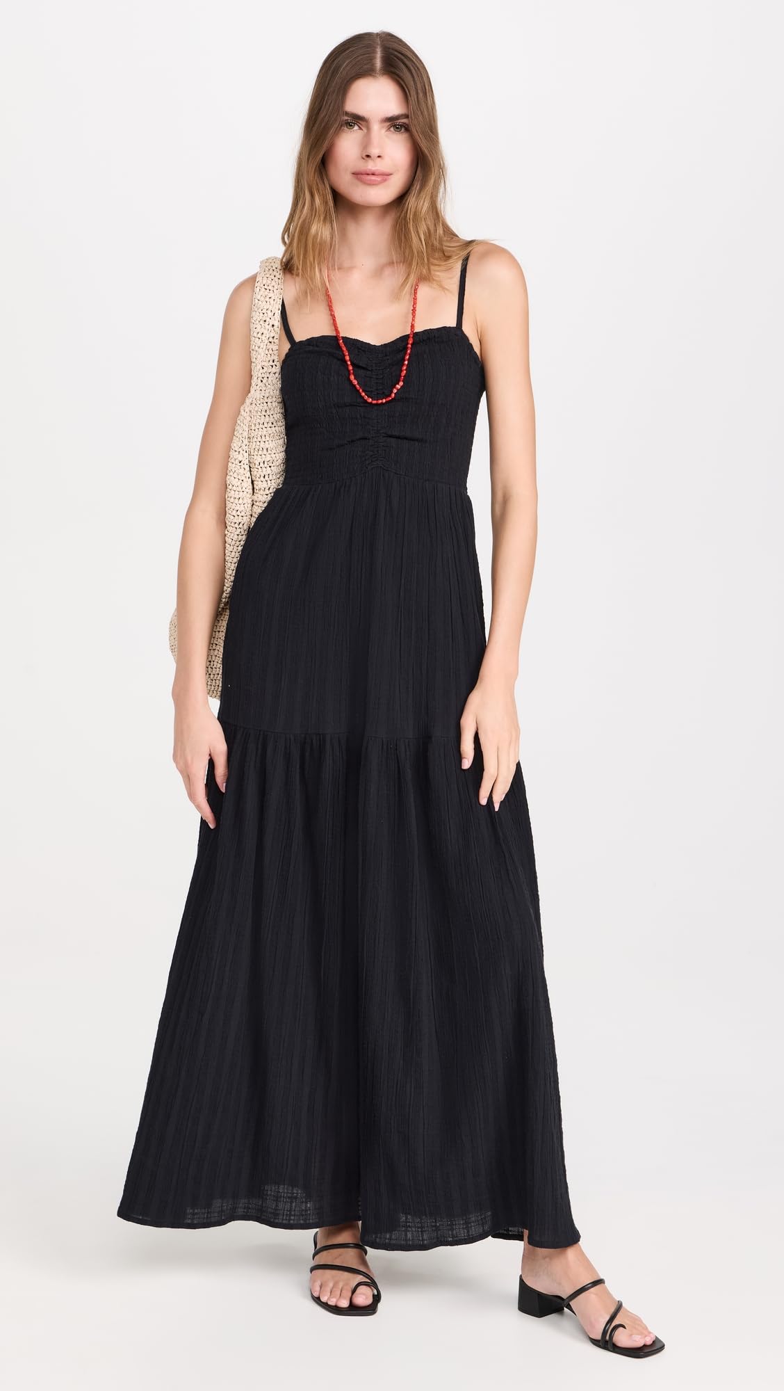L*Space Mallorca Maxi Dress for Women - Adjustable Straps, Tiered Skirt, 100% Cotton Long Summer Dress - Perfect for Beach Vacations, Resort Wear & Evening Outings
