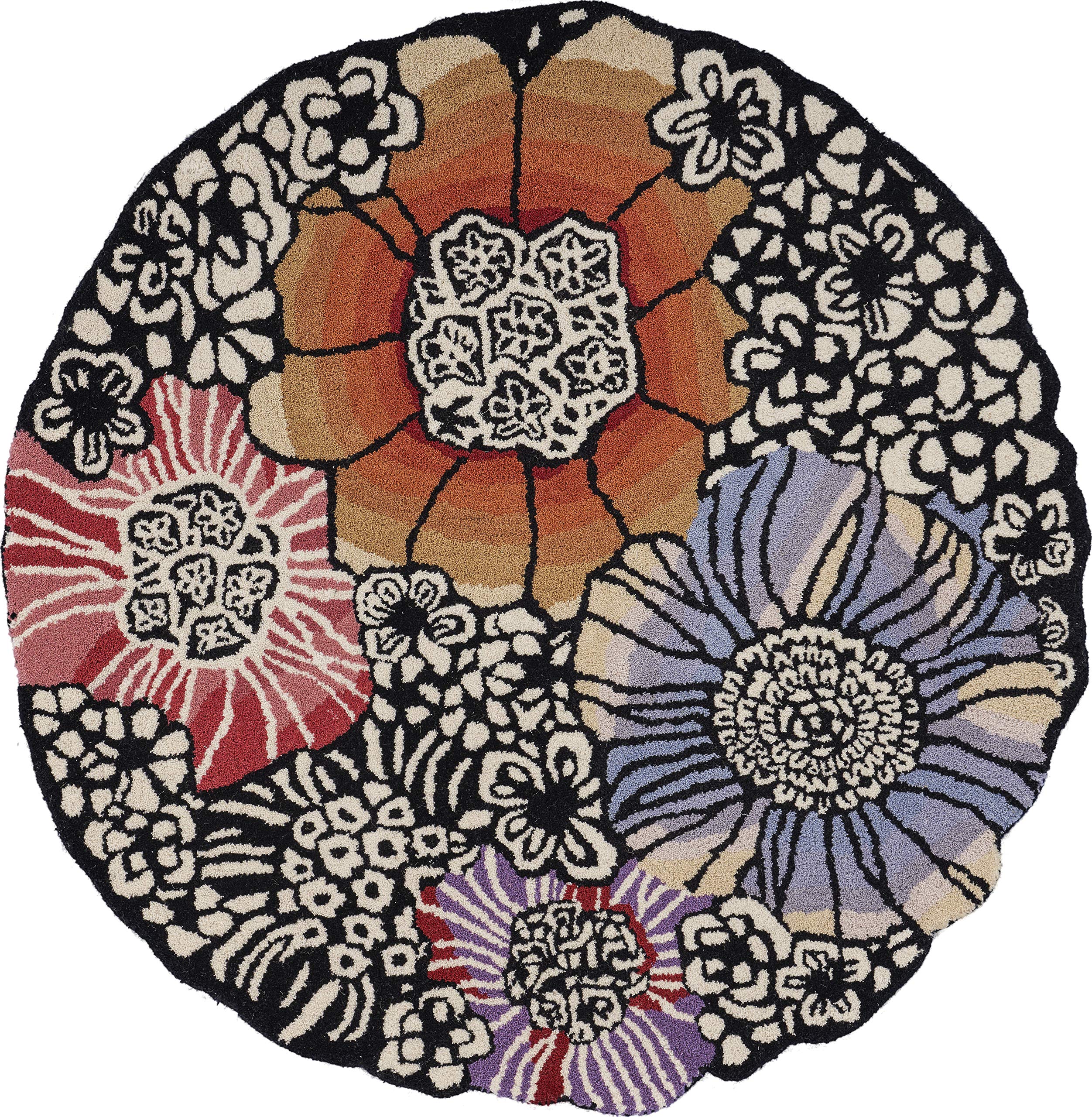 LR Home SINUOUS 6-Foot Round Area Rug - Multicolor Bohemian Design for Living Room, Bedroom & Dorm Decor