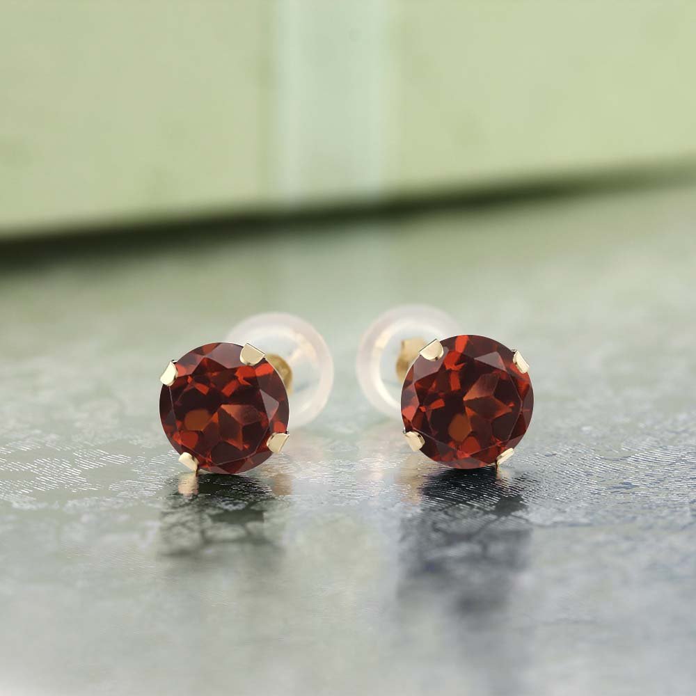 14K Gold Gemstone Birthstone Stud Earrings for Women & Men | Round 6MM Solitaire | Personalized Gift for Anniversary, Birthday, Mother's Day | Hypoallergenic Fine Jewelry