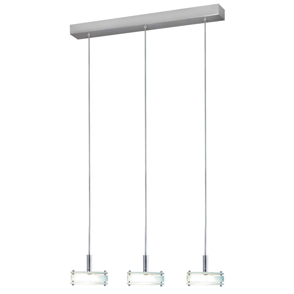 Jesco Lighting 3 Glass Discus Pendant Light Fixture - Modern Ceiling Hanging Lamp for Dining Room, Kitchen Island, or Living Room Decor