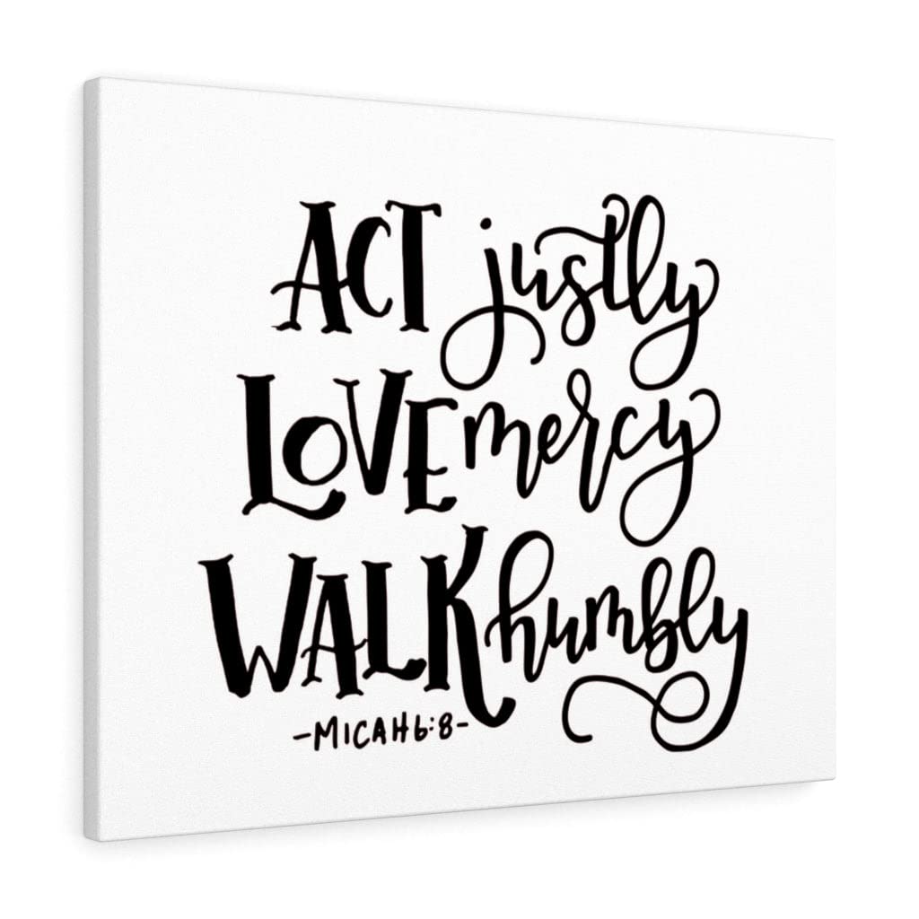 Micah 6:8 Christian Wall Art - Scripture Print 'Act Justly Love Mercy Walk Humbly' - Ready to Hang Bible Verse Decor for Home, Church & Office Inspiration