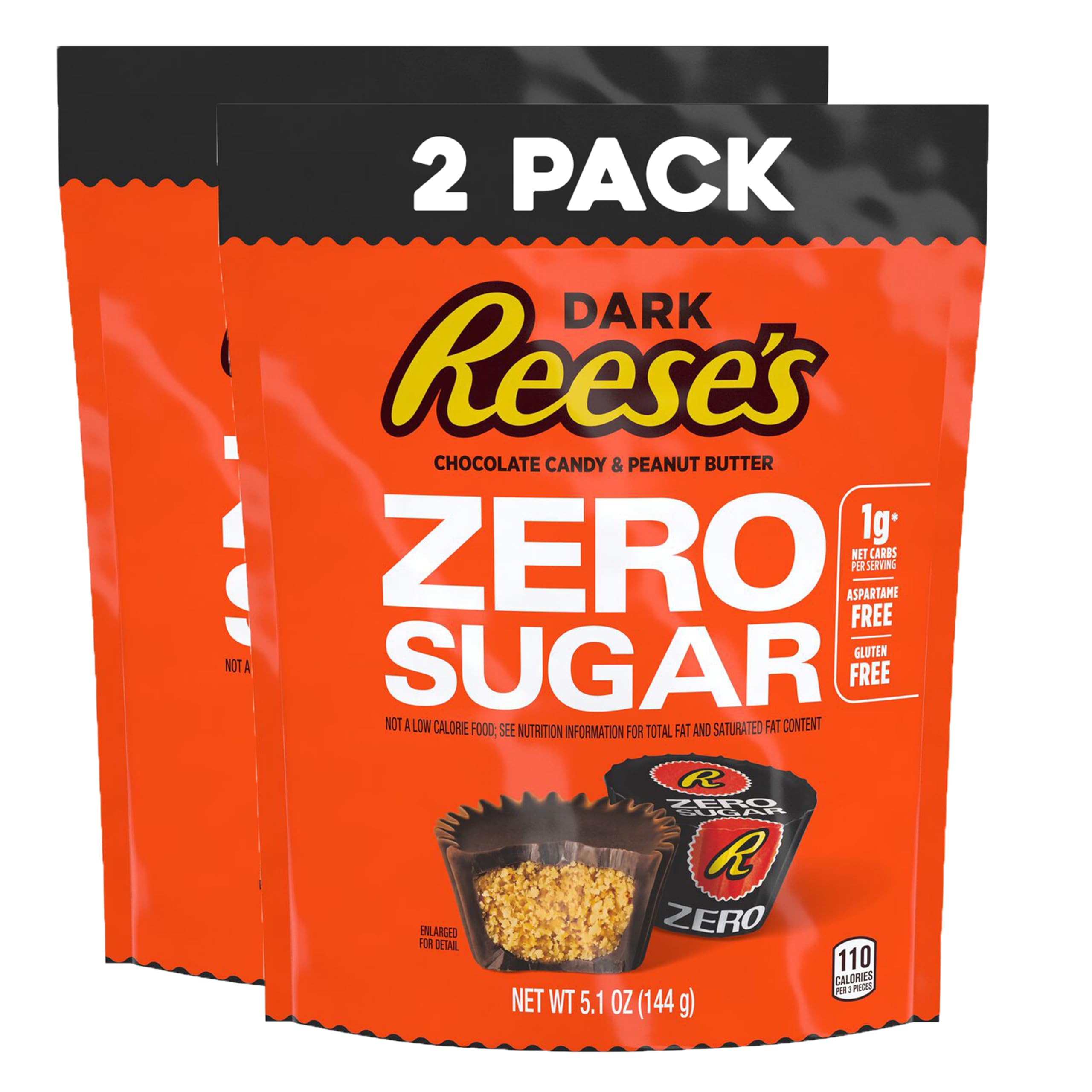 Reese's Zero Sugar Miniatures Dark Chocolate Peanut Butter Cups (2 Pack) - Sugar Free, Keto Friendly, Individually Wrapped Chocolate Treats - Perfect for Low Carb Diets, Office Snacks & Gift Baskets (5.1 oz)
