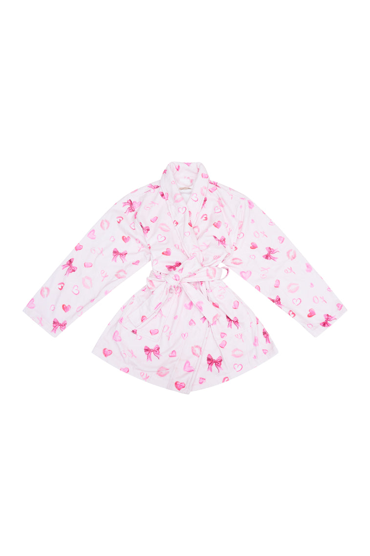 Indie Cotton Bath Robe BLUSHING KISSES - Soft & Cozy Women's Bathrobe for Spa, Lounge & Relaxation at Home