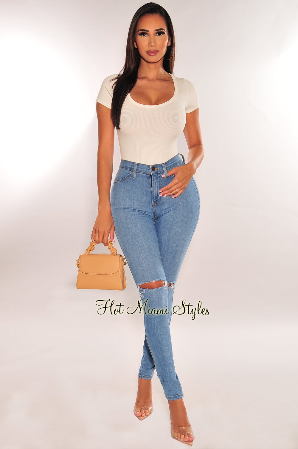 White Ribbed Round Neck Short Sleeve Thong Bodysuit for Women - Sexy Lingerie & Layering Top - Perfect for Date Night, Club Wear & Everyday Outfits