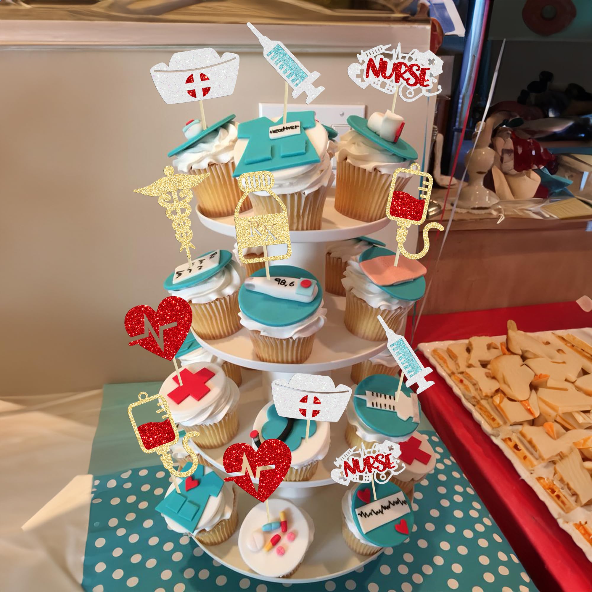 28Pcs Nurse Cupcake Toppers for Happy Nurse Week, Nursing Graduation & Medical Birthday Parties - Nurse Appreciation Cake Decorations Supplies 2024 - Perfect for Nurse Themed Celebrations, Thank You Gifts & Healthcare Events