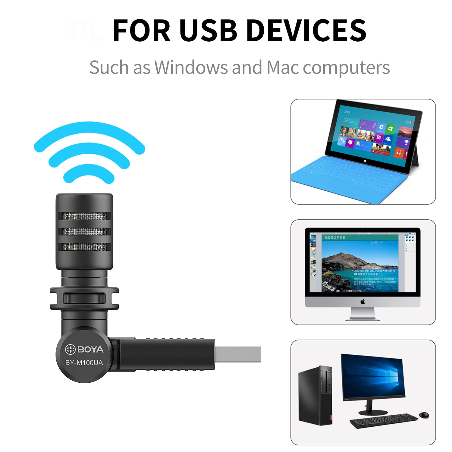 BOYA BY-M100UA USB Mic for Podcast, Live Stream & Videos