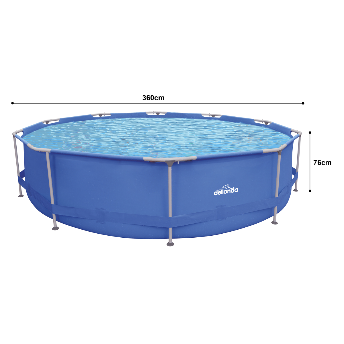 Dellonda 12ft Round Steel Frame Above Ground Swimming Pool with Filter Pump - Blue Outdoor Family Pool for Backyard, Garden & Summer Fun DL20
