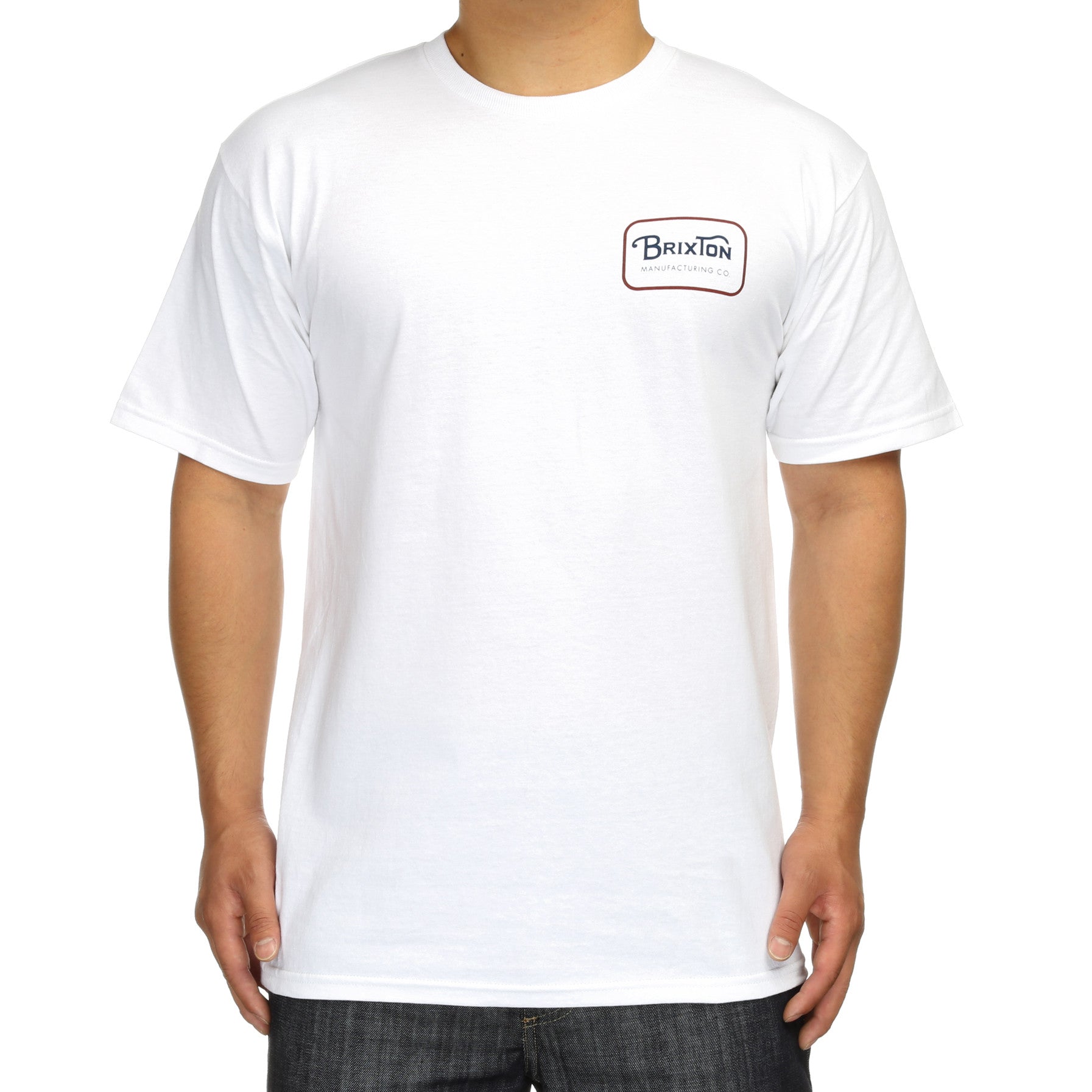 Brixton Grade Short Sleeve T-Shirt for Men - Premium Cotton White Tee - Casual Wear for Everyday & Street Style