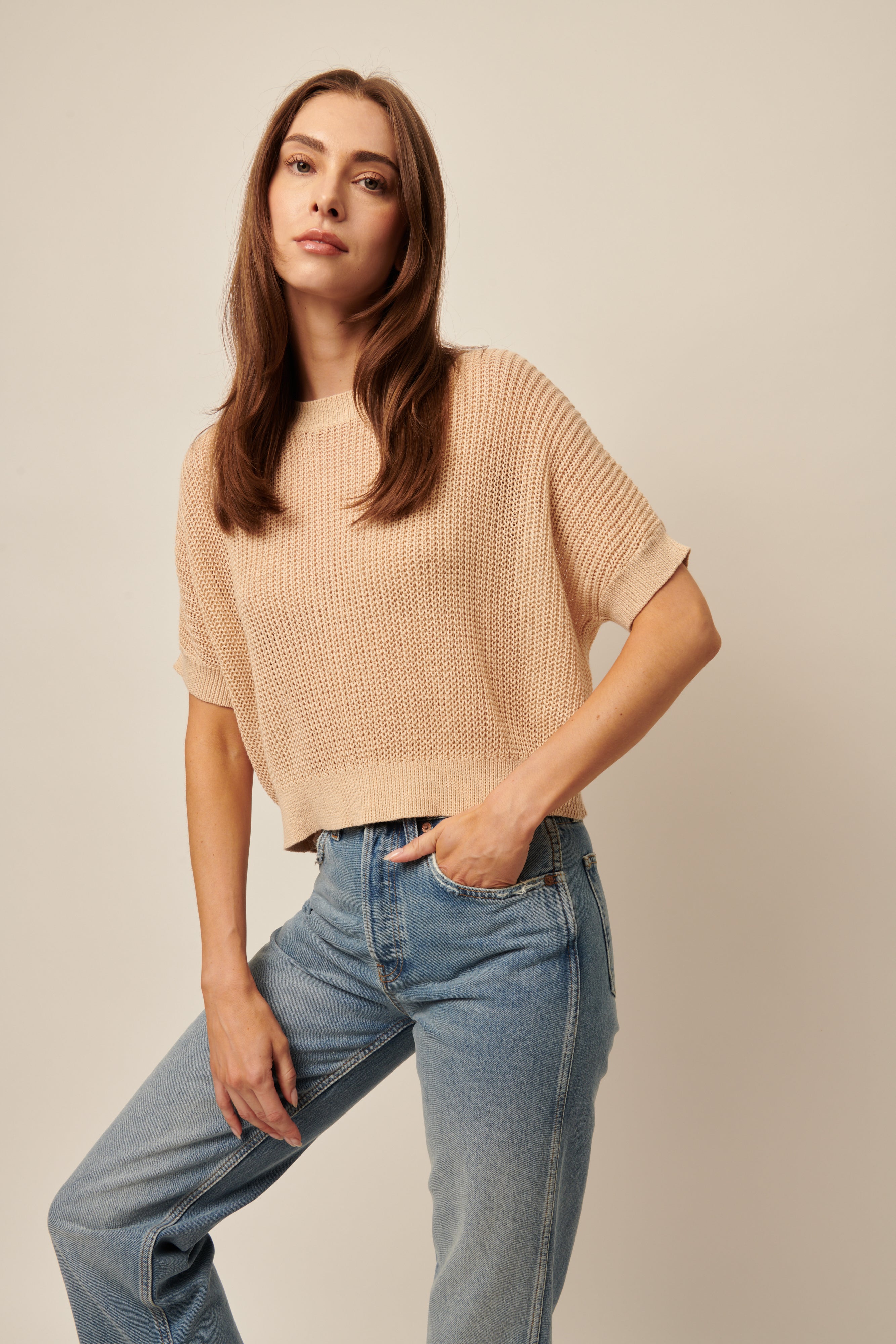 Emersyn Short Sleeve Knit Pullover Women's Casual T-Shirt - Perfect for Spring Outfits, Weekend Wear & Layering