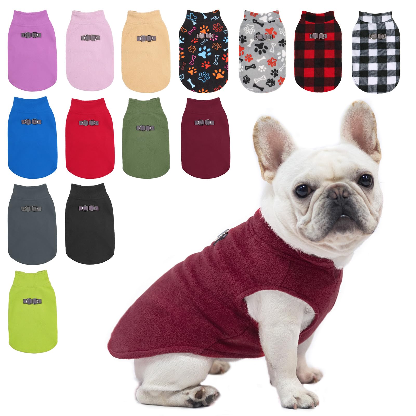 BEAUTYZOO Fleece Dog Vest - Winter Jacket for Small & Medium Dogs (XS, S, M) with D-Ring Leash - Warm Hooded Coat for Cold Weather - Perfect for Outdoor Walks & Indoor Comfort