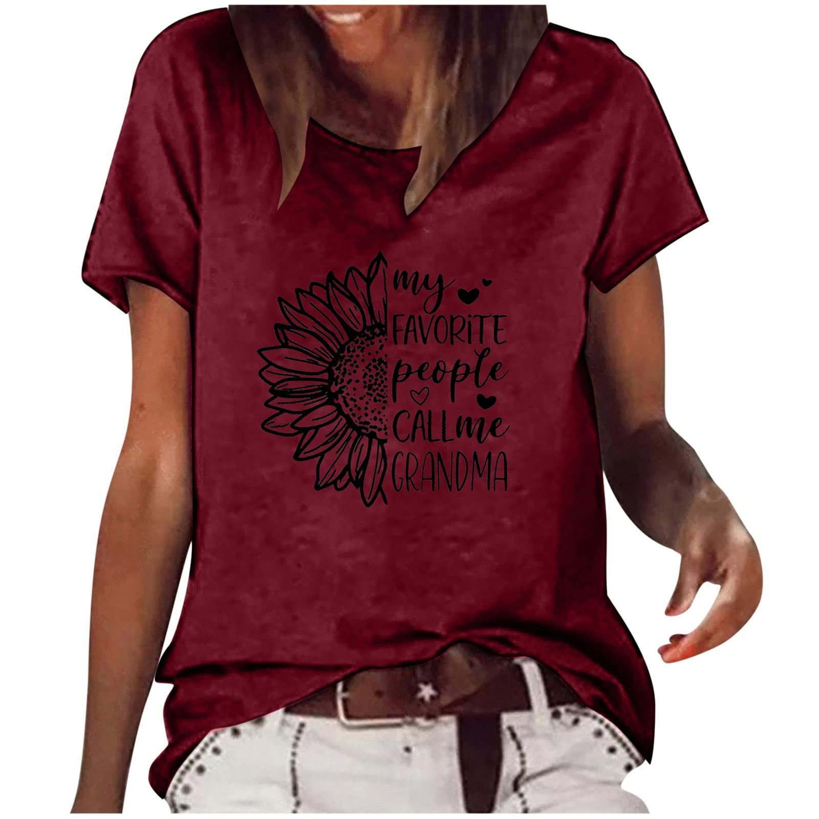 Trendy Daisy Print Summer Tops for Women - Casual Loose Fit Tees for Outings