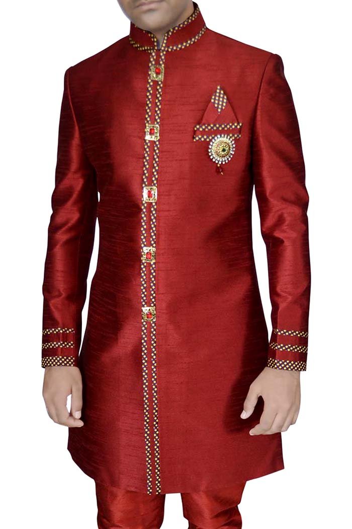 INMONARCH Red Sherwani for Men | Indian Wedding Outfit | Indo-Western Groom Attire | Elegant Ethnic Wear for Special Occasions | Perfect for Weddings, Festivals & Cultural Events