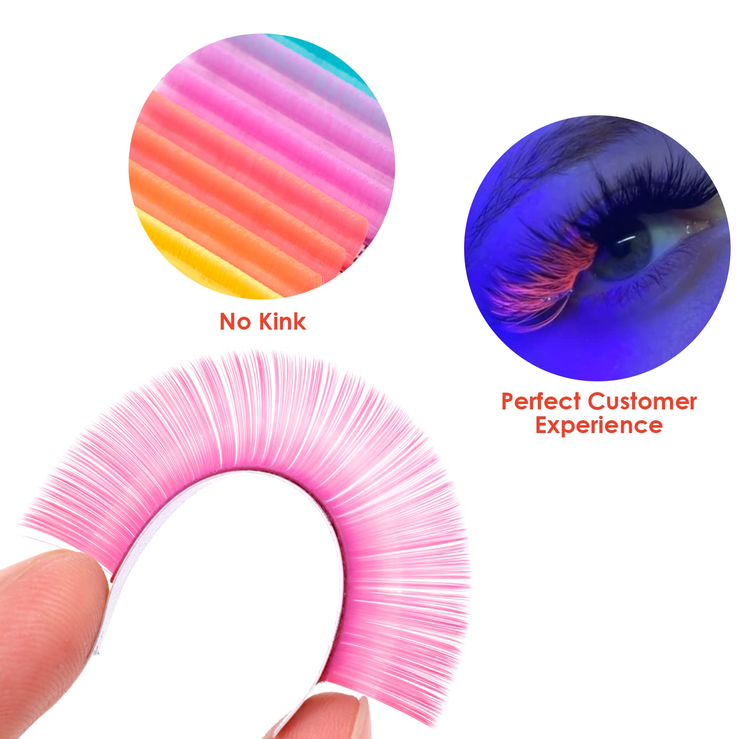 Vibrant Colored Neon UV Eyelash Extensions - 14mm 0.07D Curl Glow Under Blacklight | Blue, Yellow, Purple, Pink Multi-Color Mixed Set for Parties, Raves & Nightlife | Easy Fan Application for Stunning UV Effects