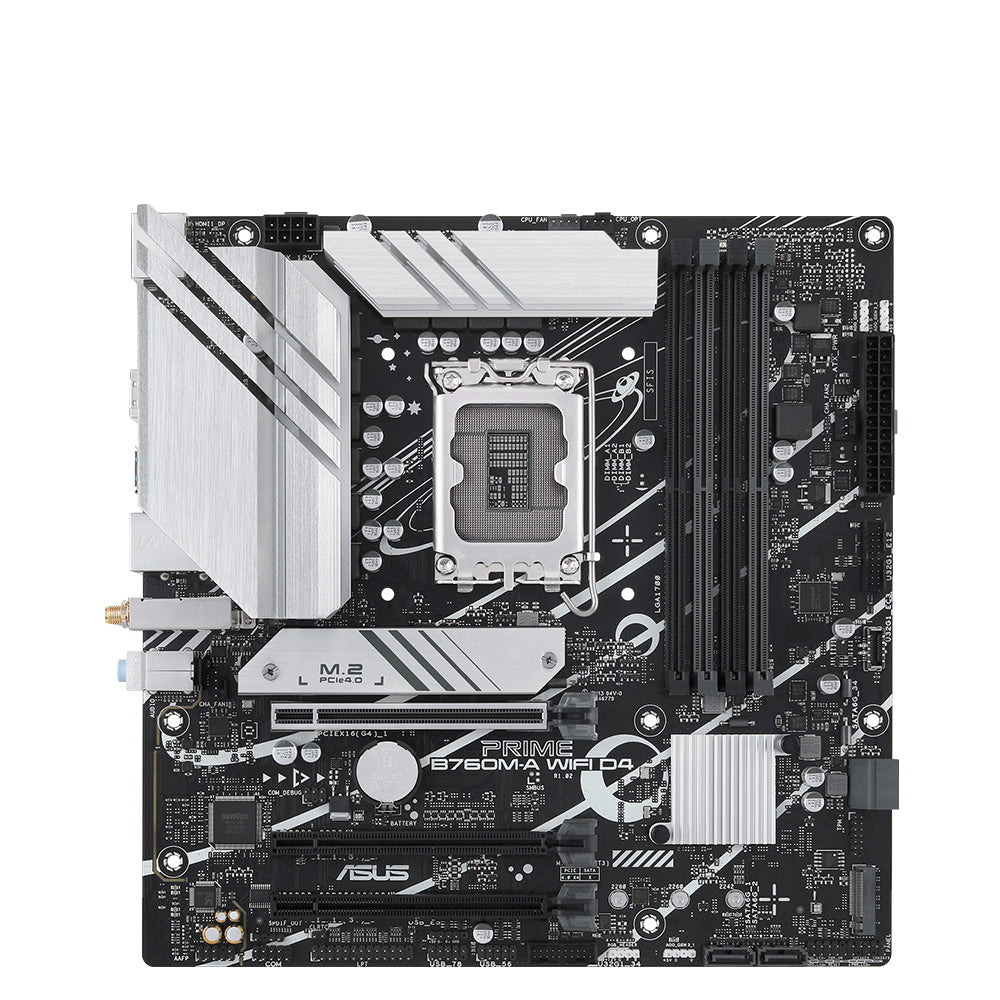 ASUS PRIME B760M-A WIFI DDR4 mATX Motherboard - Intel LGA 1700 Socket, PCIe 4.0, Dual M.2, WiFi 6 - Perfect for Gaming PC Builds & Home Office Workstations