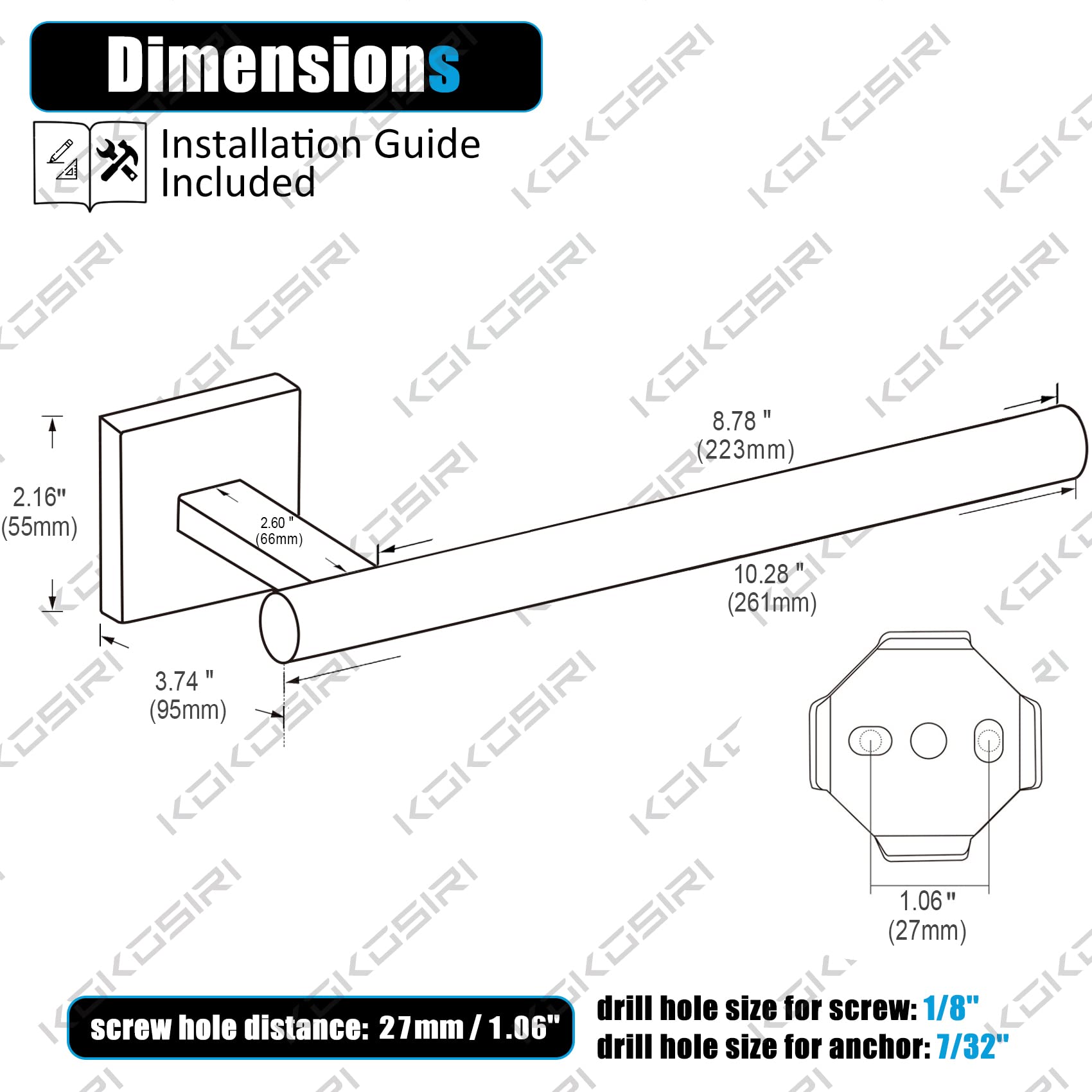 Stainless Steel Wall Mounted Towel Bar & Paper Holder - Oil Rubbed Bronze Bathroom & Kitchen Accessories for Hand Towels, Toilet Paper - Perfect for Modern Bathrooms, Powder Rooms & Kitchens (Model B3008ORB)