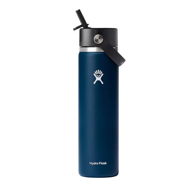 24 Oz Wide Flex Straw Tumbler with Lid - Insulated Stainless Steel Water Bottle for Hot & Cold Drinks - Leakproof Travel Mug for Gym, Office & Outdoor Activities