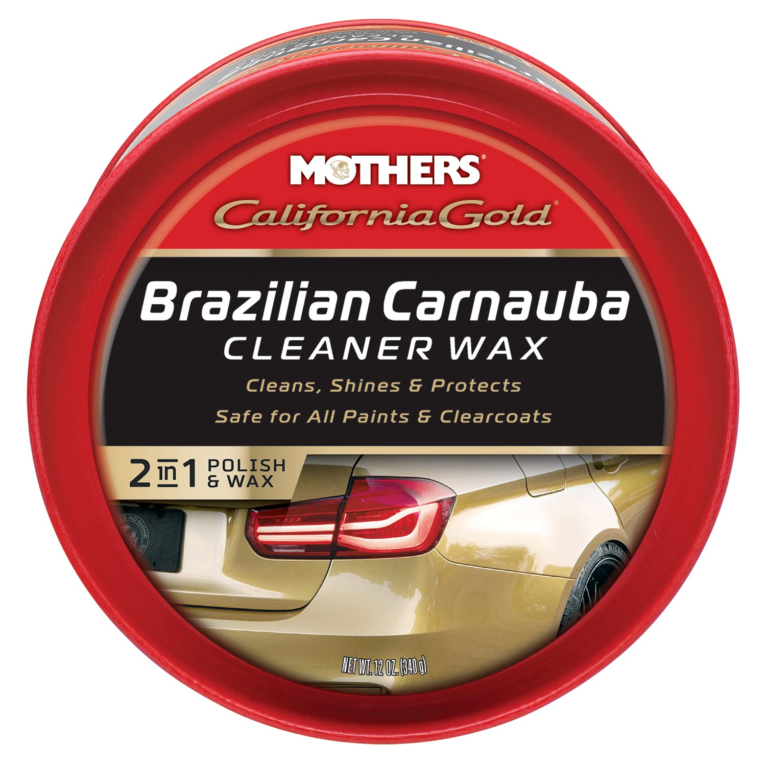 Mothers 05500 California Gold Brazilian Carnauba Cleaner Wax Paste - 12 oz | Premium Car Wax for Shine & Protection | Ideal for Cars, Trucks & Motorcycles