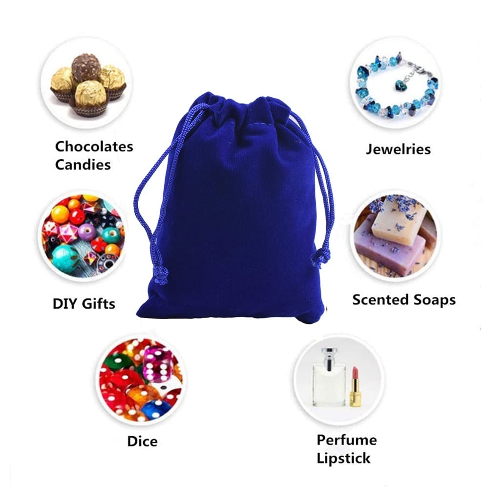 KUPOO 25 Pack 5x7 Inch Velvet Drawstring Bags with Black Drawstrings - Premium Jewelry Pouches, Party Favor Bags, Candy Bags for Weddings, Birthdays & Gift Packaging (Royal Blue)