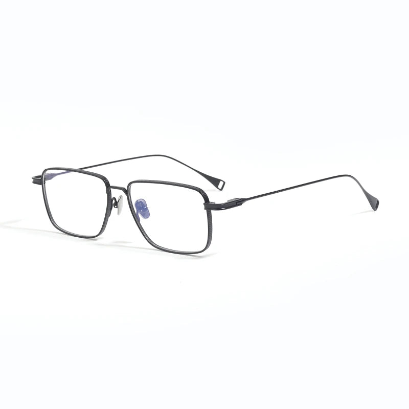 Premium Black Titanium Square Eyeglasses for Men & Women - Lightweight, Durable Full Rim Frames - Perfect for Work, Reading & Fashion Accessories