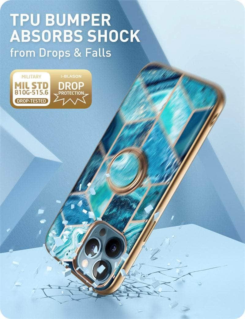 iPhone 13 Pro Max Case with Ring Holder - BLASON Cosmo Snap Marble Design | Slim Protective Cover for Women & Men | Perfect for Work, Travel & Everyday Use