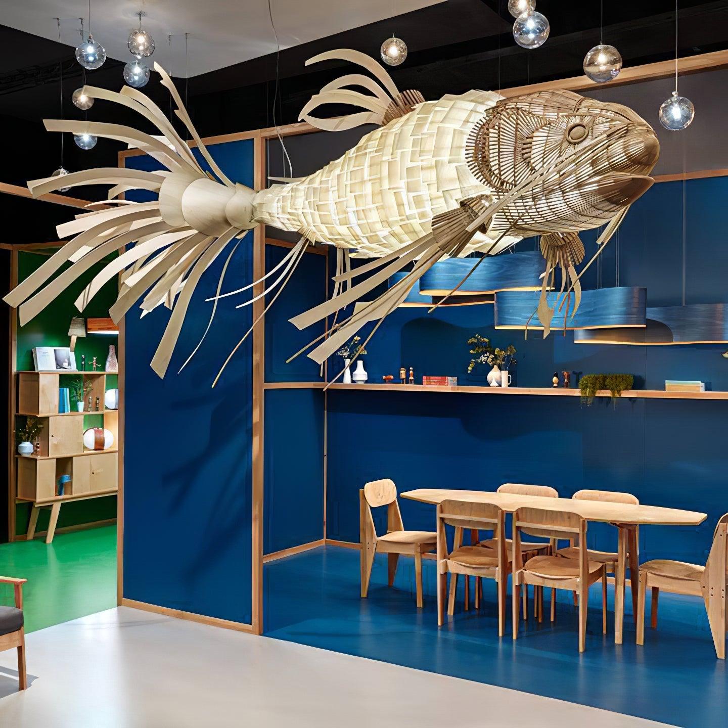 Elegant Koi Fish Chandelier - Handcrafted Glass Pendant Light for Living Room, Bedroom & Dining Room Decor | Perfect for Asian-Themed Home Interiors