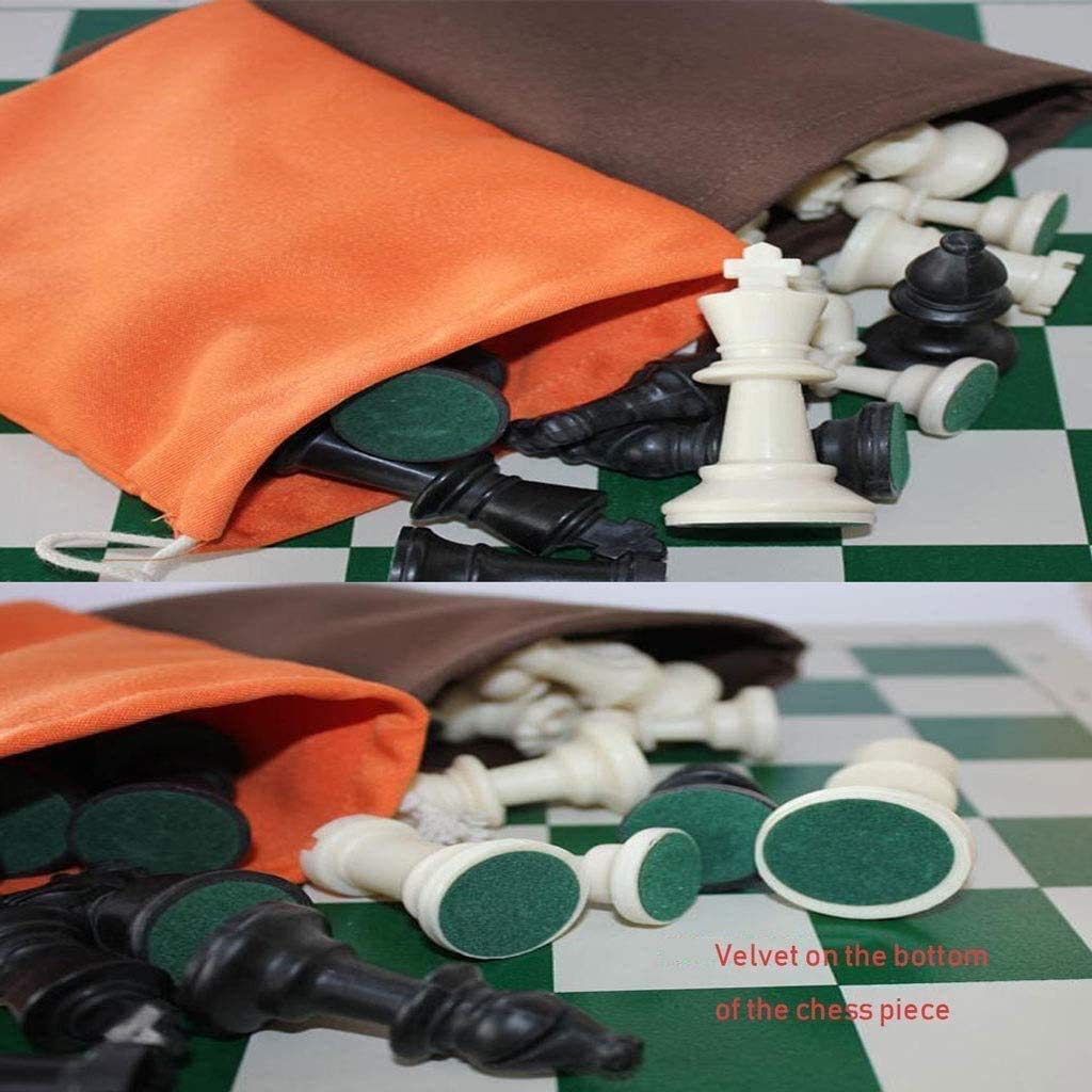 Portable Roll Up Chess Set with Checkerboard & Velvet Storage Bags - Travel Friendly Family Board Game for Kids & Adults | Perfect for Picnics, Camping & Indoor Game Nights