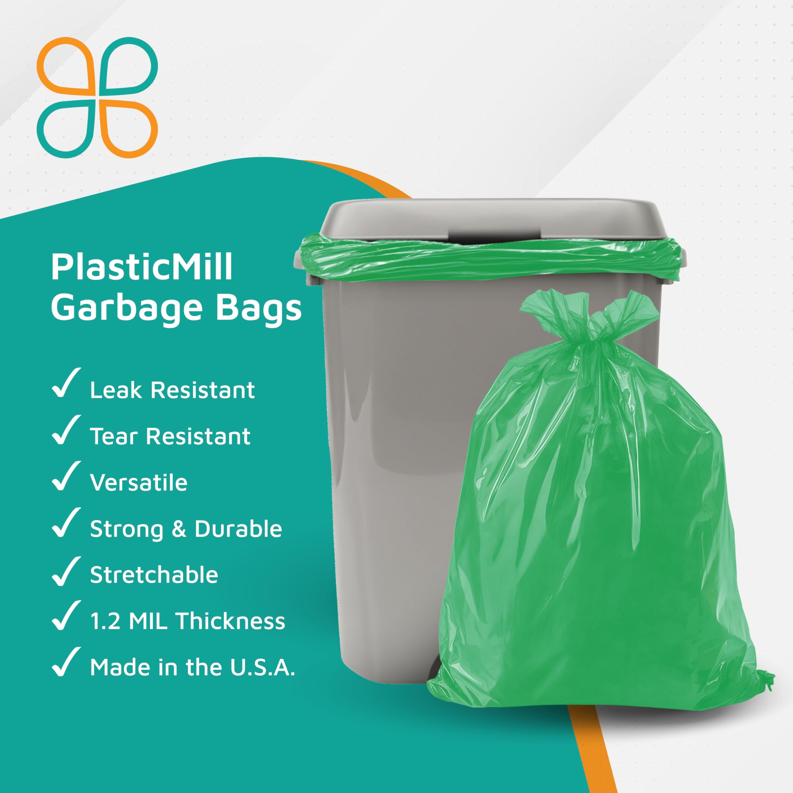 Heavy Duty 33-Gallon Trash Bags - 1.2 Mil Thick Large Kitchen Garbage Bags (100 Count) - 33