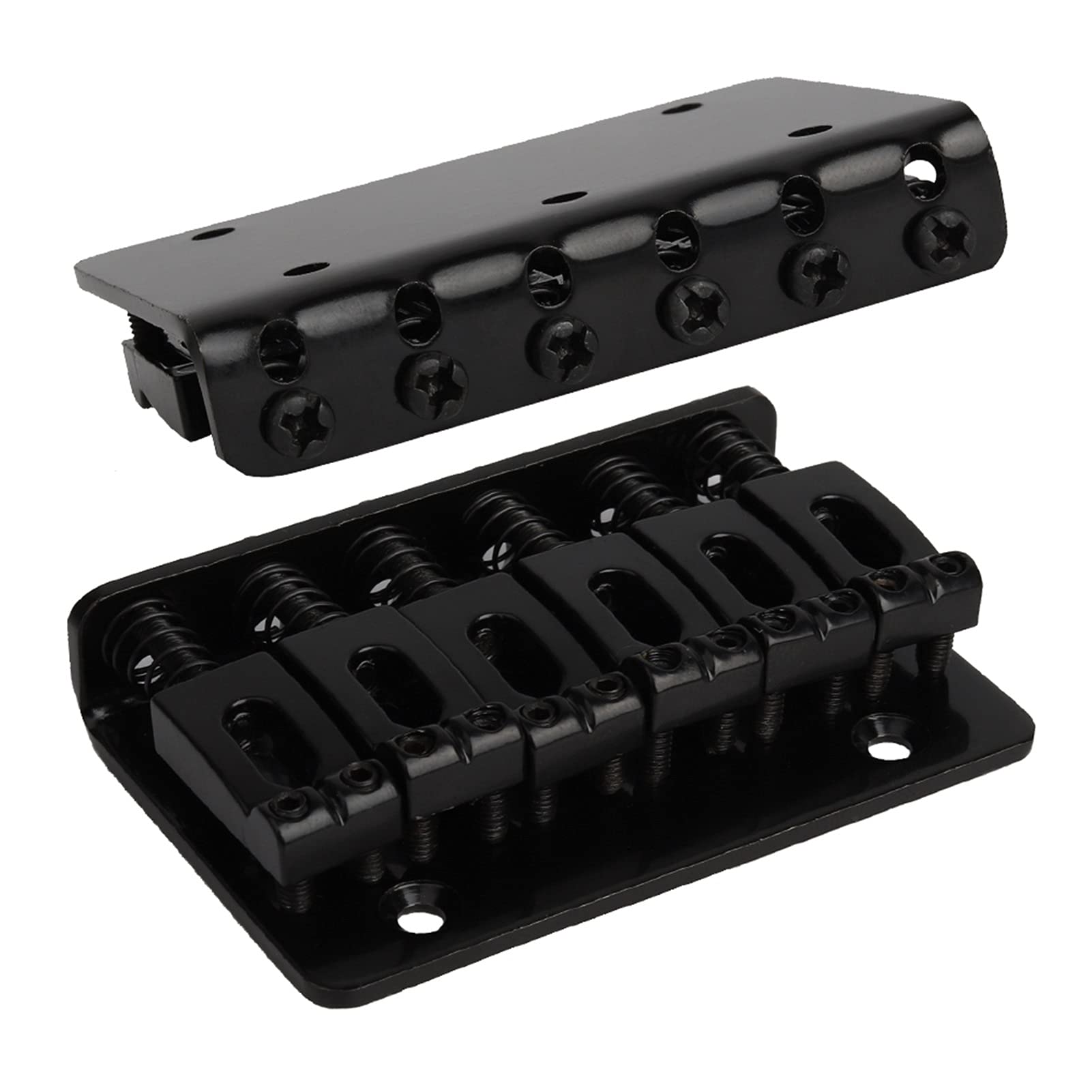 6 String Electric Guitar Bridge - Hardtail Fixed Metal Saddle Top Load Tailpiece for Electric Guitar (Black) | Perfect for Guitar Upgrades & Repairs