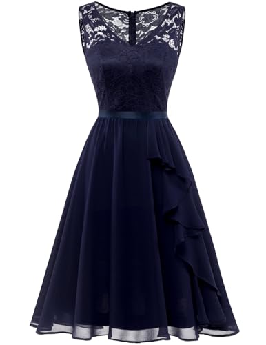 Navy-lace Chiffon