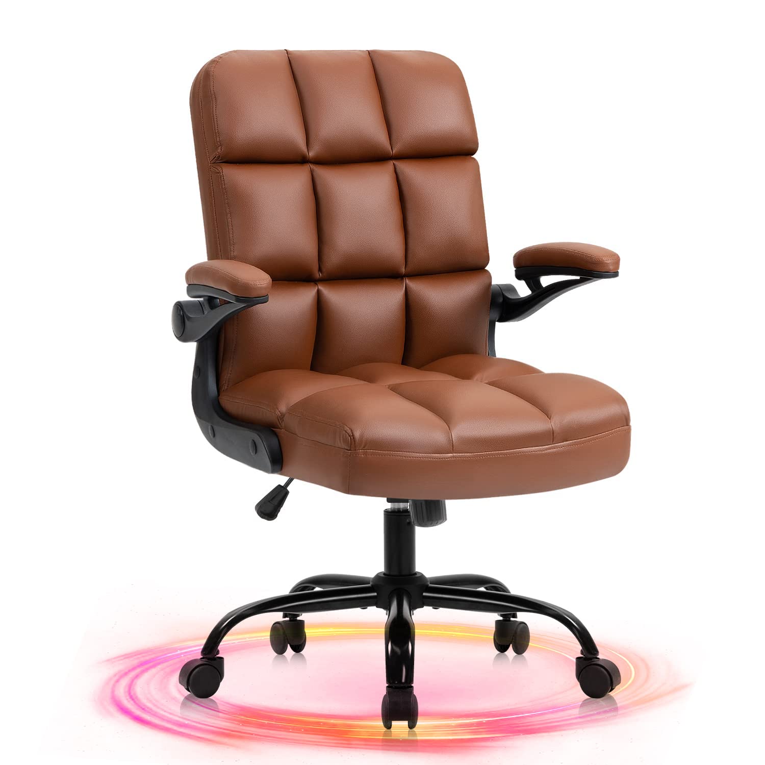 Ergonomic Home Office Chair - Adjustable Executive Desk Chair with Arms & Rolling Swivel, Brown - Perfect for Computer Work, Gaming & Long Work Sessions