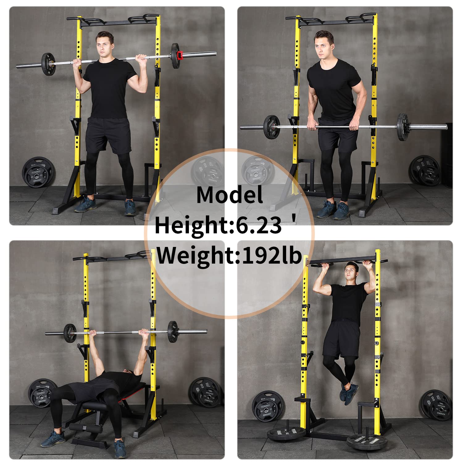 CANPA Heavy Duty Power Rack with Pull-Up Bar - 1000LB Capacity Adjustable Squat Stand for Home Gym - Power Cage for Weight Lifting, Strength Training & CrossFit Workouts - Perfect for Garage & Basement Gym Setup