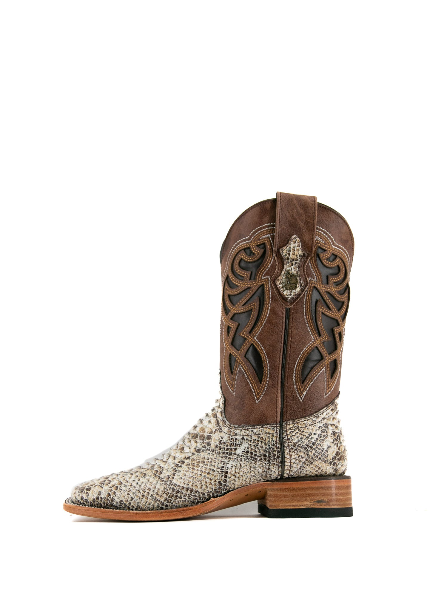 Premium Python Square Toe Cowboy Boots for Men - Western Style Leather Boots with Exotic Snake Skin - Perfect for Rodeo, Country Music Festivals & Western Fashion