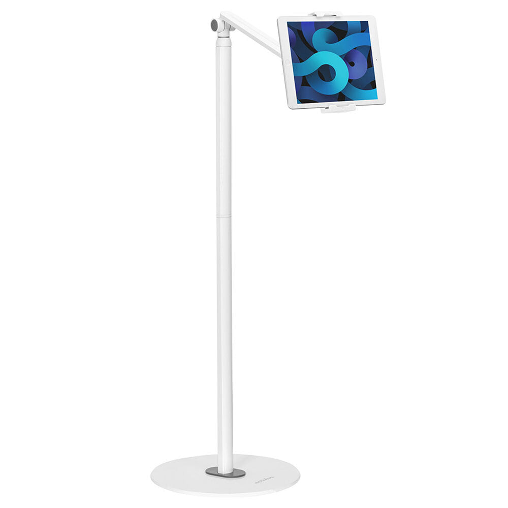 Activiva Universal iPad & Tablet Floor Stand 1.3m Adjustable Height for 4.7-12.9 Inch Devices (White) - Perfect for Home, Office & Classroom Use