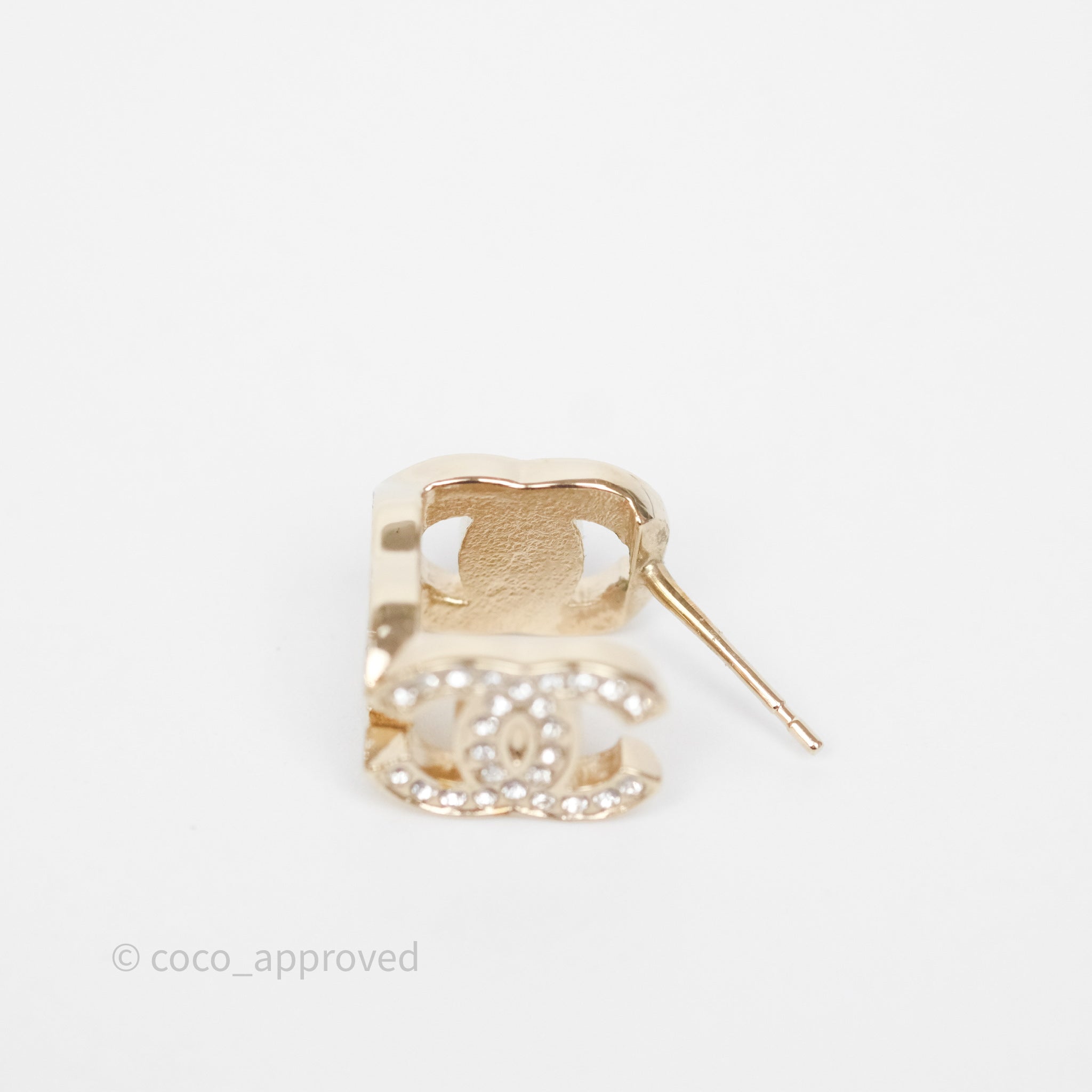 Chanel CC Crystals Square Earrings Gold Tone 23B - Luxury Fashion Jewelry for Women, Perfect for Parties, Weddings & Special Occasions