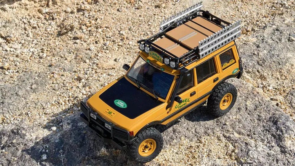 FMS FCX24M 1/24 Scale 4WD RC Rock Crawler Truck - Licensed Range Rover Camel Trophy Edition with LED Lights | 2.4G Remote Control Off-Road Vehicle for Indoor/Outdoor Crawling & Trail Adventures