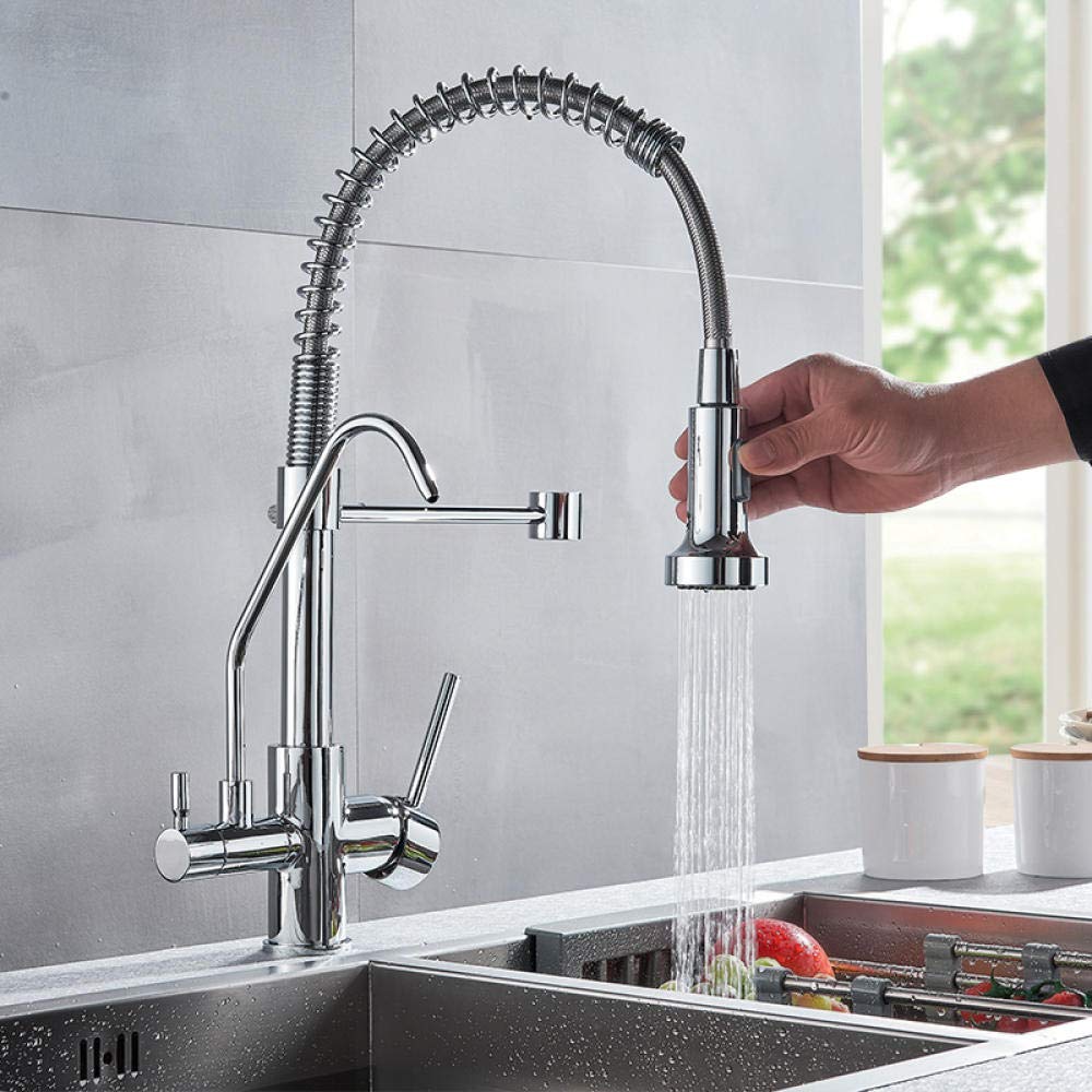 360° Rotating 3-Way Kitchen Faucet Water Filter - Pure Drinking Water Tap with Spring Design for Home & Office Use | Perfect for Cooking, Drinking, and Washing Fruits