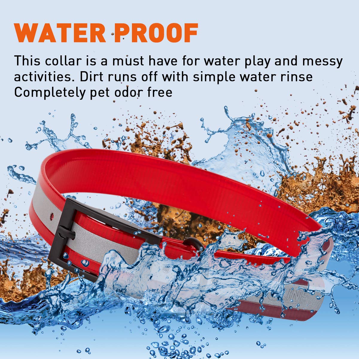 Premium Biothane Reflective Dog Collar - Waterproof, Odor-Proof & Easy Clean - Strong Coated Nylon Webbing with Black Hardware - Adjustable 22