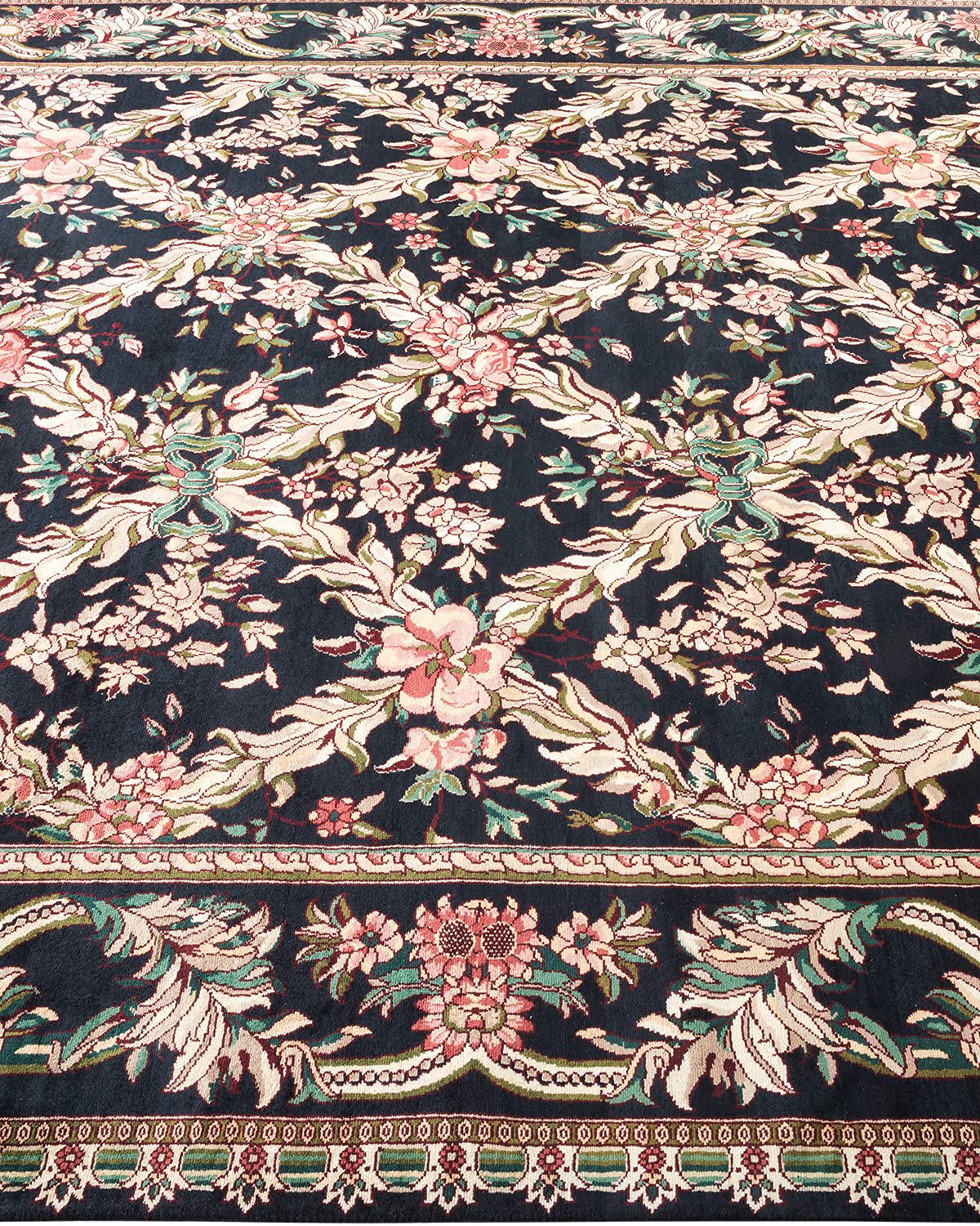 Handmade Wool Traditional Floral Mogul Black 6x9 Area Rug - One of a Kind Hand Knotted Solo Rugs for Living Room, Bedroom & Home Decor