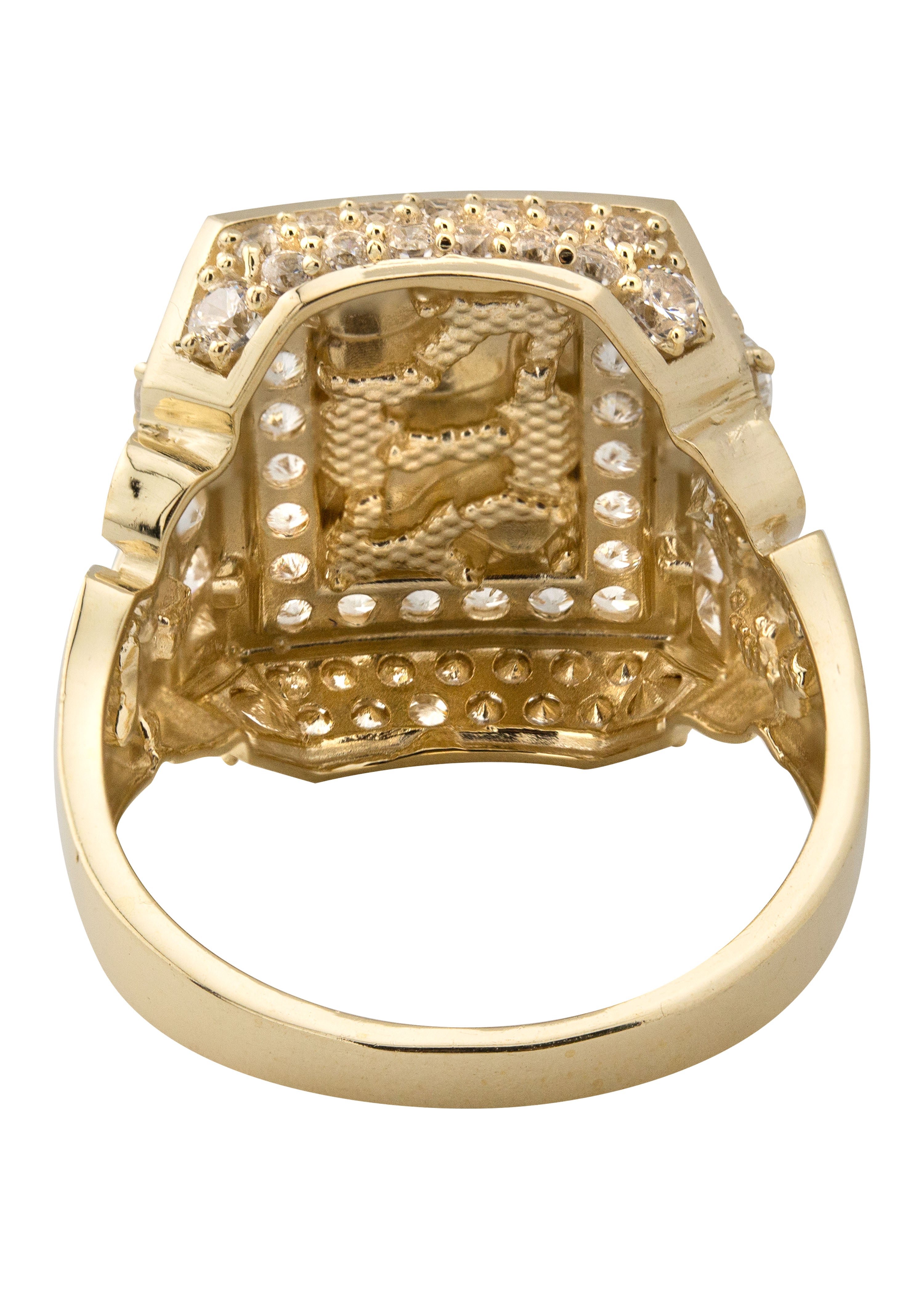10K Gold Cubic Zirconia Nugget Ring for Men – 4.7 Grams Heavy Duty Statement Piece – Perfect for Weddings, Gifts & Everyday Wear