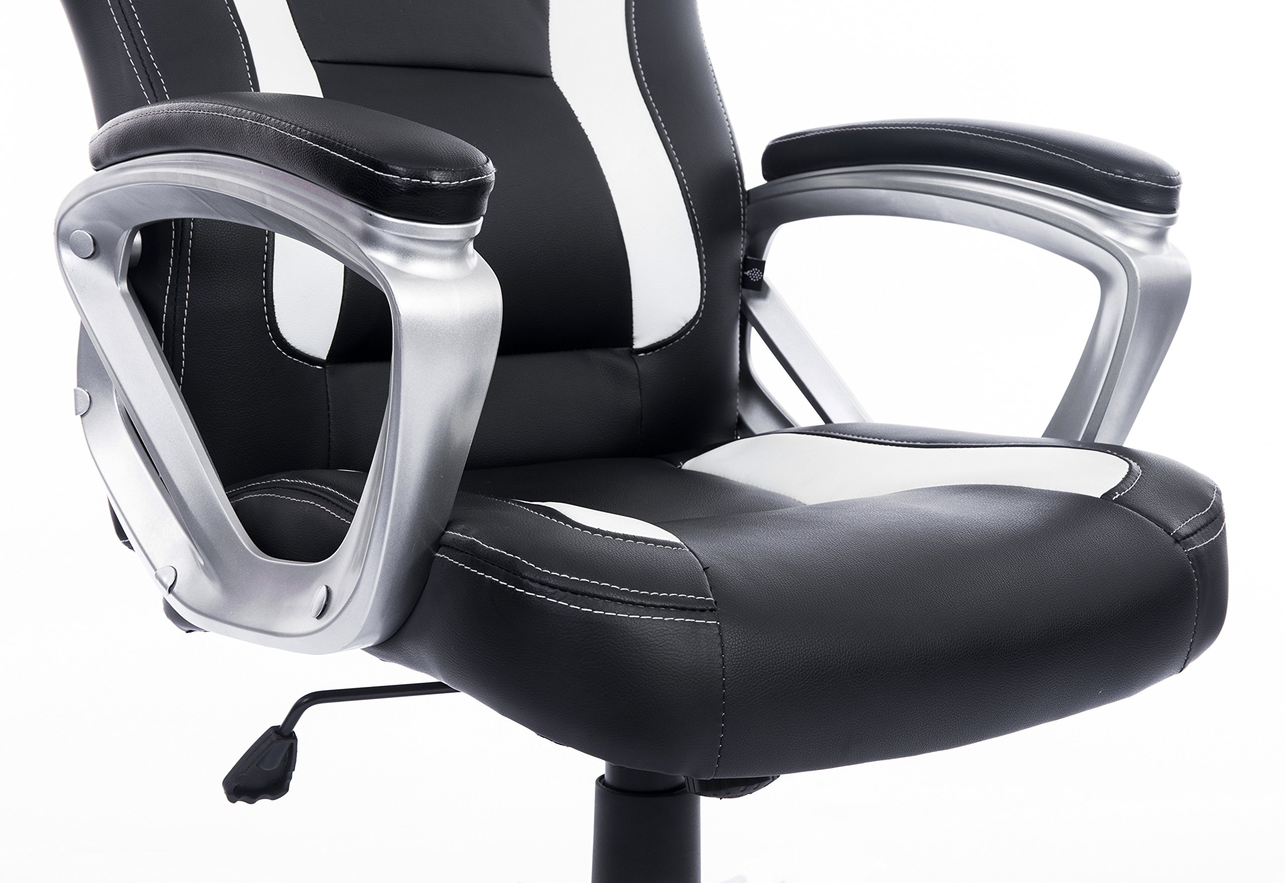 Premium Black & White Racing Style Swivel Office Chair - Ergonomic Gaming & Work Desk Chair for Home & Office Use