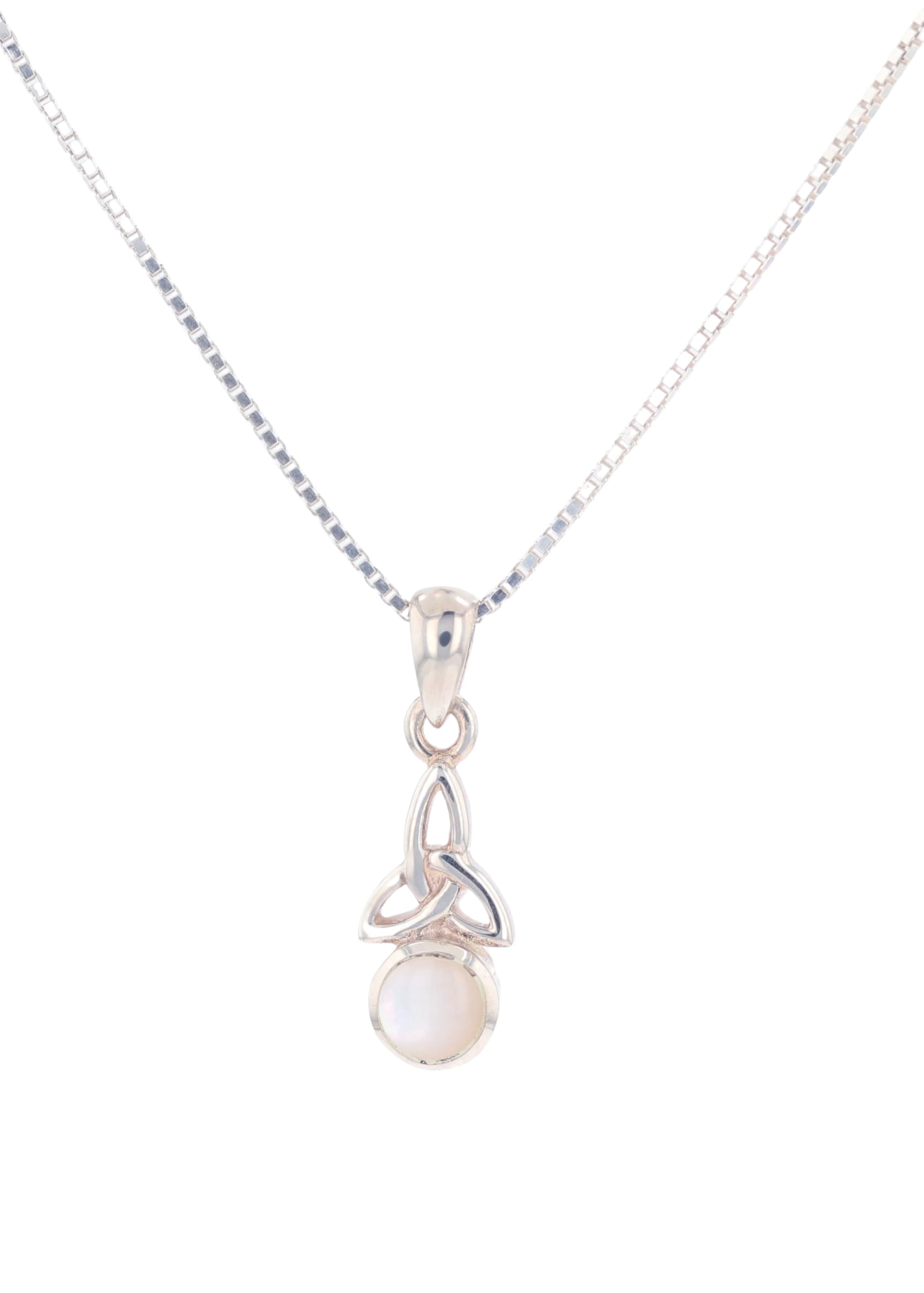 Sterling Silver & Synthetic Shell Celtic June Birthstone Pendant Necklace - 18 Inch Chain, Perfect for Birthdays, Anniversaries & Gifts for Women