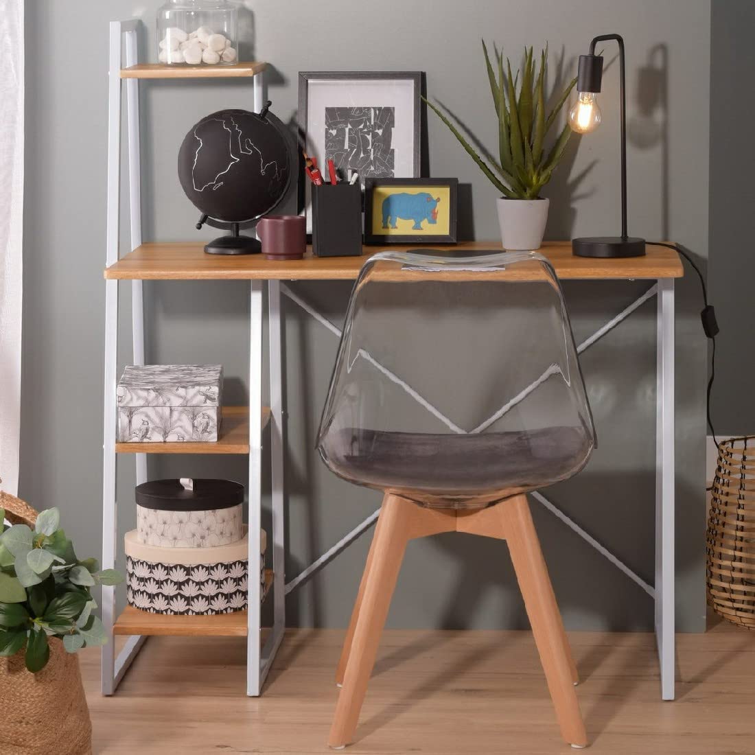 Modern L-Shaped Computer Desk for Home Office & Gaming - Reversible Corner Workstation with Large Desktop & Space-Saving Metal Frame - Rustic Oak Finish (W9030106) - Perfect for Small Spaces, Remote Work & PC Gaming Setup