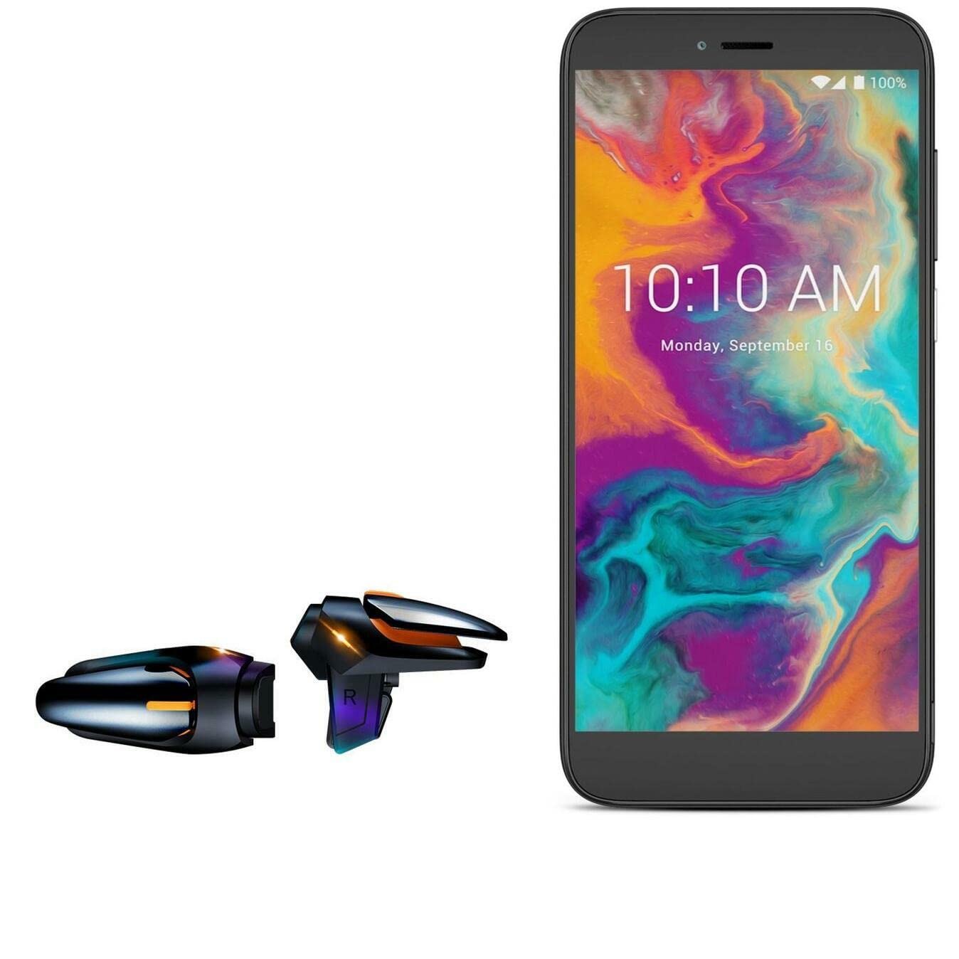 BoxWave Gaming Gear for Coolpad Legacy SR - Touchscreen QuickTrigger Auto, Trigger Buttons with Autofire for Mobile FPS Games - Jet Black - Perfect for PUBG, Call of Duty Mobile, and Fortnite Gaming Accessories