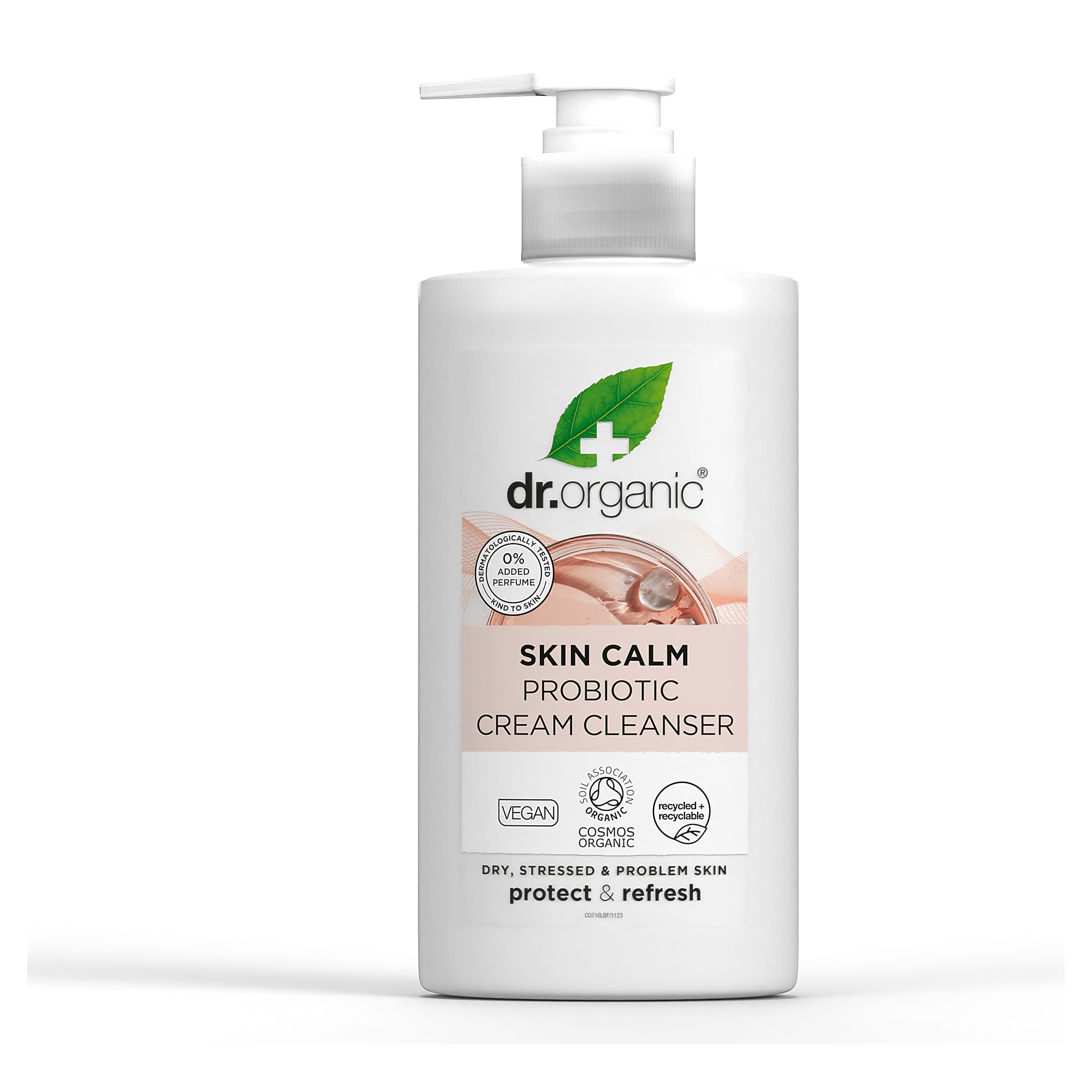 Dr Organic Skin Calm Probiotic Cream Cleanser - Gentle Face Wash for Sensitive Skin, Vegan & Cruelty-Free - Perfect for Daily Skincare Routine & Post-Workout Cleansing