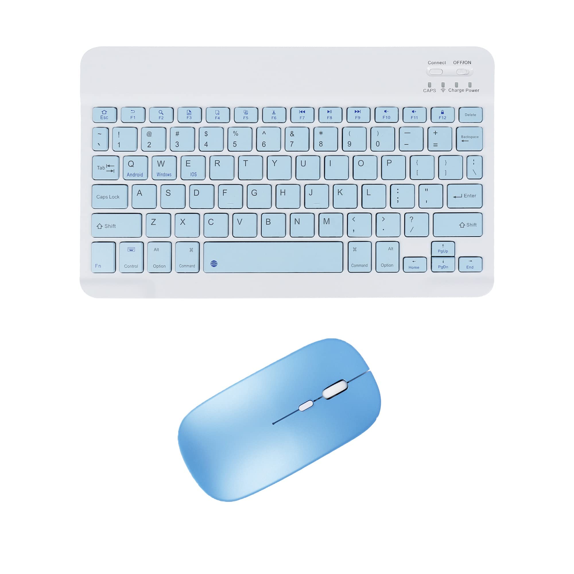 Ultra-Thin Wireless Bluetooth Keyboard and Mouse Combo - 2.4GHz Rechargeable for iPad Pro/Air/9.7, iOS, Android, Windows Devices (Blue) - Perfect for Home Office, Remote Work & Tablet Computing