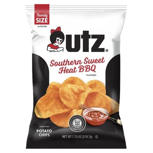 Utz Southern Sweet Heat Flavored Potato Chips - Family Size Bags (4 Pack) | Spicy & Sweet Snack for Parties, Picnics & Game Nights | Crunchy Kettle-Cooked Chips