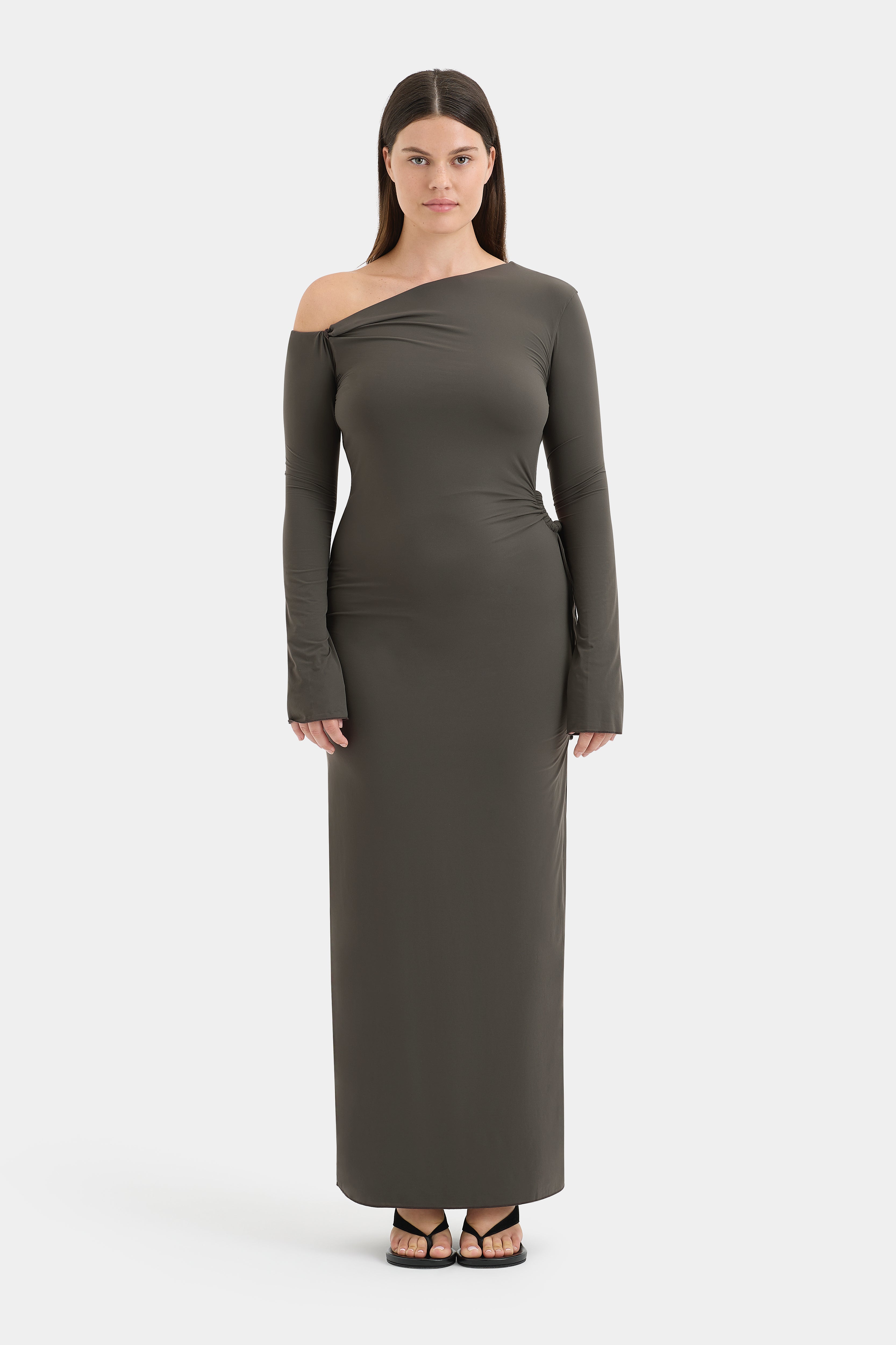 Hana Tie Maxi Dress for Women - Flowy Summer Beach Dress with Side Slit & Belt - Perfect for Vacations, Weddings, and Date Nights